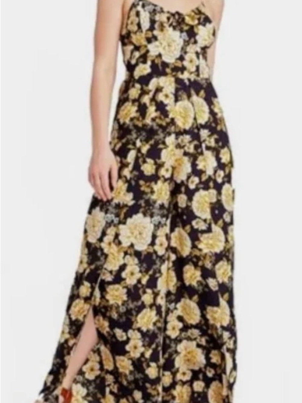 NWT: Navy/Floral Cami Jumpsuit with Leg Slit